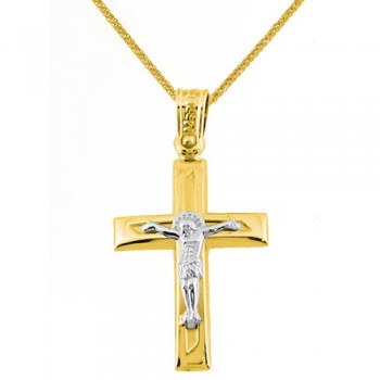 Χρυσός βαπτιστικός σταυρός Κ14 με αλυσίδα