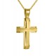 Χρυσός μασίφ ματ σταυρός Κ14 με αλυσίδα