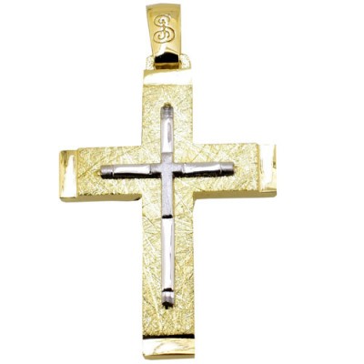 Χρυσός βαπτιστικός σταυρός Κ14 με αλυσίδα