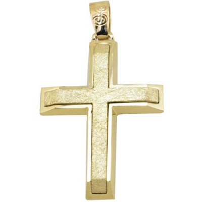 Χρυσός βαπτιστικός σταυρός Κ14 με αλυσίδα