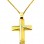 Χρυσός βαπτιστικός σταυρός διπλής όψης Κ14 με αλυσίδα