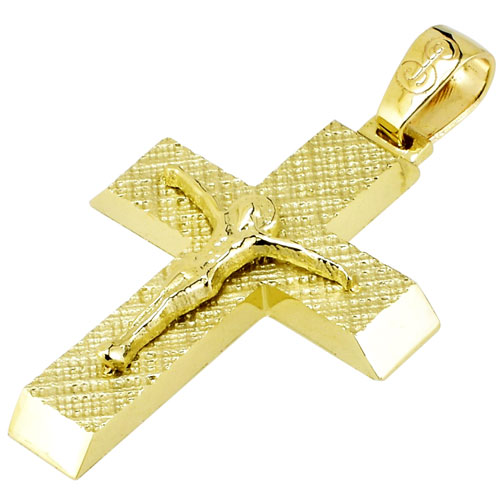 Χρυσός βαπτιστικός σταυρός Κ14 με αλυσίδα