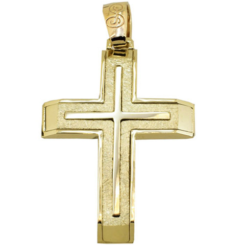 Χρυσός βαπτιστικός σταυρός Κ14 με αλυσίδα