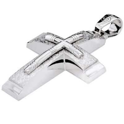 Ανδρικός λευκόχρυσος σταυρός Κ14 με αλυσίδα