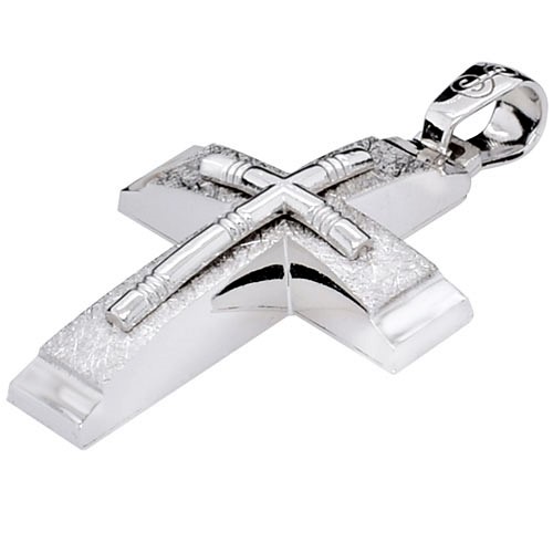 Ανδρικός λευκόχρυσος σταυρός Κ14 με αλυσίδα