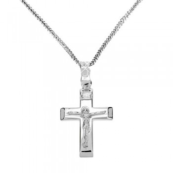Λευκόχρυσος σταυρός Κ9 με αλυσίδα