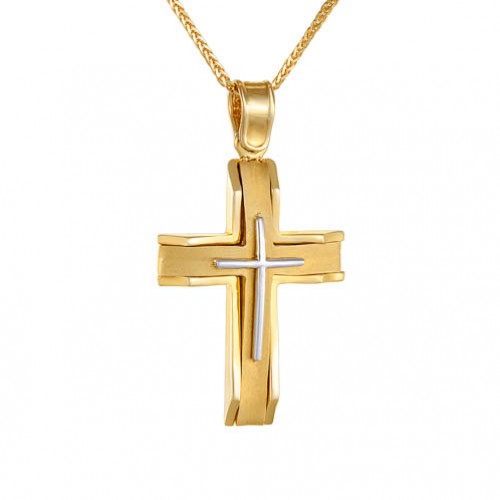 Χρυσός βαπτιστικός σταυρός Κ14 με αλυσίδα