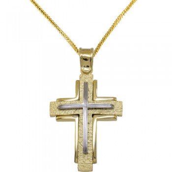 Χρυσός βαπτιστικός σταυρός Κ14 με αλυσίδα