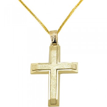 Χρυσός βαπτιστικός σταυρός Κ14 με αλυσίδα