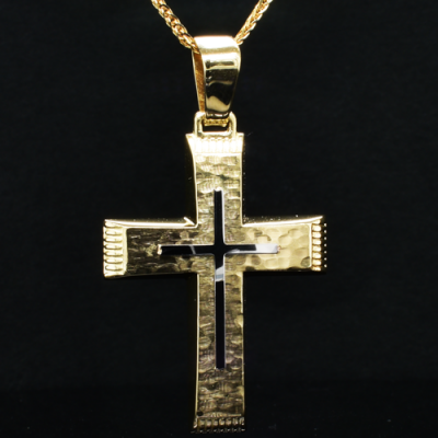 Χρυσός σταυρός βάπτισης αρραβώνα Κ14 με αλυσίδα