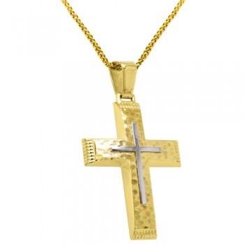 Χρυσός σταυρός βάπτισης αρραβώνα Κ14 με αλυσίδα