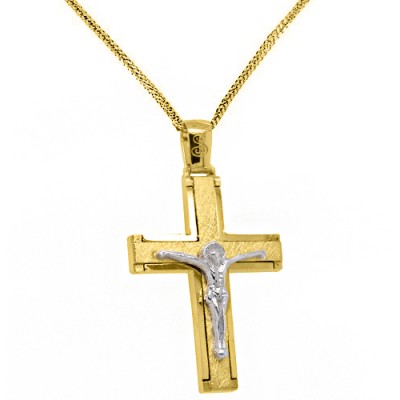 Χρυσός σταυρός βάπτισης αρραβώνα Κ14 με αλυσίδα