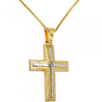 Χρυσός σταυρός βάπτισης-αρραβώνα Κ14 με αλυσίδα