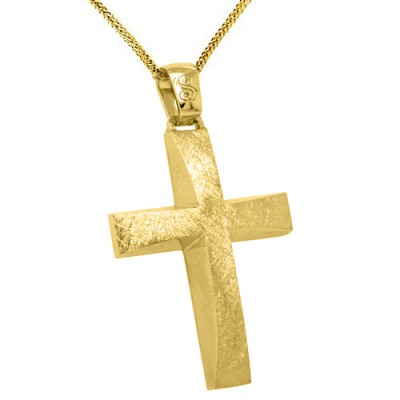 Χρυσός σταυρός βάπτισης αρραβώνα Κ14 με αλυσίδα