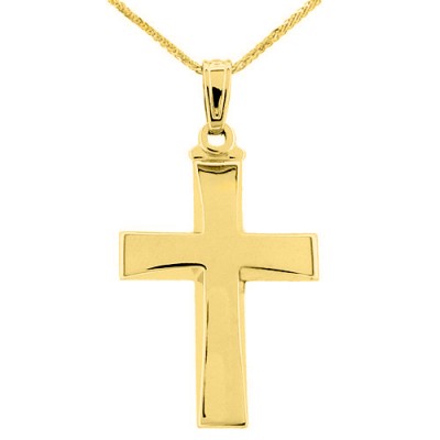 Χρυσός ανδρικός βαπτιστικός σταυρός Κ14 με αλυσίδα