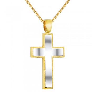 Χρυσός ανδρικός βαπτιστικός σταυρός Κ14 με αλυσίδα