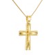 Χρυσός μασίφ ανδρικός βαπτιστικός σταυρός Κ14 με αλυσίδα