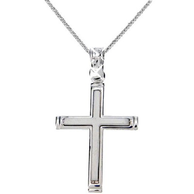 Λευκόχρυσος βαπτιστικός σταυρός Κ9 με αλυσίδα