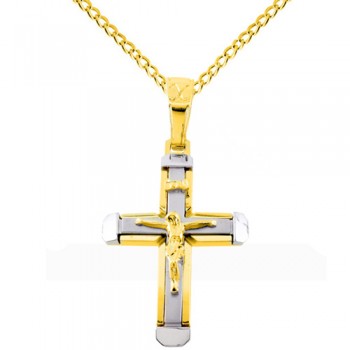 Χρυσός βαπτιστικός σταυρός Κ14 με αλυσίδα