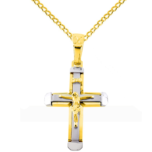 Χρυσός βαπτιστικός σταυρός Κ14 με αλυσίδα