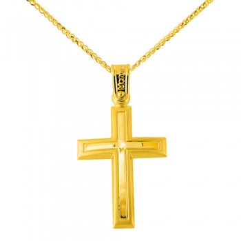Χρυσός σταυρός Κ14 με αλυσίδα