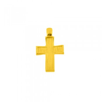 Χρυσός μασίφ σταυρός Κ14 με αλυσίδα
