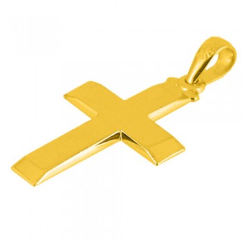 Χρυσός μασίφ βαπτιστικός σταυρός Κ14 με αλυσίδα