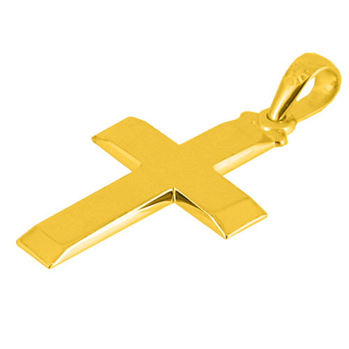 Χρυσός μασίφ βαπτιστικός σταυρός Κ14 με αλυσίδα