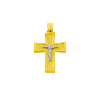 Χρυσός μασίφ σταυρός διπλής όψης Κ14