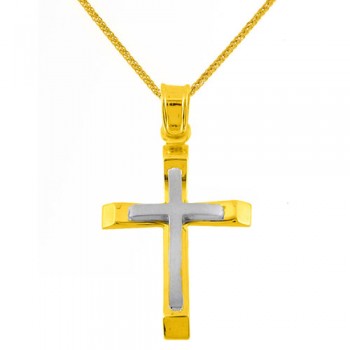 Χρυσός βαπτιστικός σταυρός Κ14 με αλυσίδα