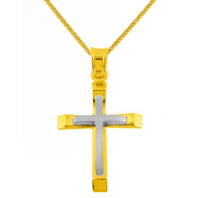Χρυσός βαπτιστικός σταυρός Κ14 με αλυσίδα