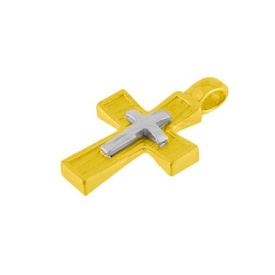 Χρυσός μασίφ σταυρός Κ14 με αλυσίδα