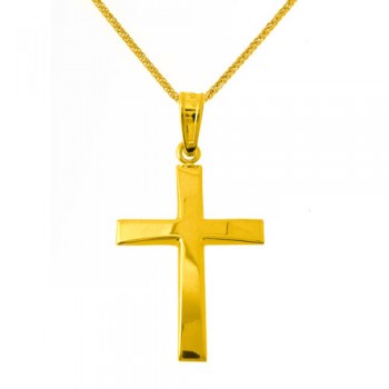 Χρυσός βαπτιστικός σταυρός Κ14 με αλυσίδα