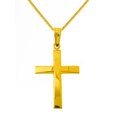 Χρυσός βαπτιστικός σταυρός Κ14 με αλυσίδα