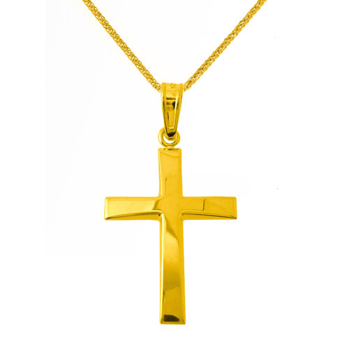 Χρυσός βαπτιστικός σταυρός Κ14 με αλυσίδα