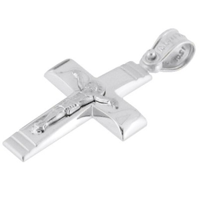 Λευκόχρυσος βαπτιστικός σταυρός Κ14 με αλυσίδα