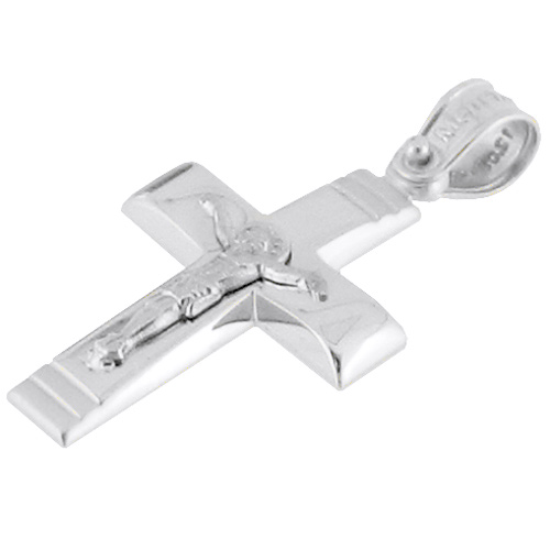 Λευκόχρυσος βαπτιστικός σταυρός Κ14 με αλυσίδα