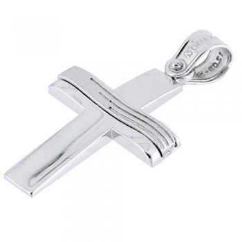 Λευκόχρυσος βαπτιστικός σταυρός Κ14 με αλυσίδα