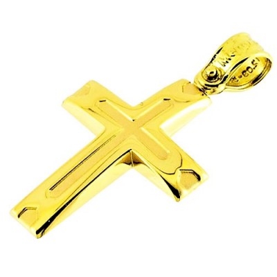Χρυσός βαπτιστικός σταυρός Κ14 με αλυσίδα