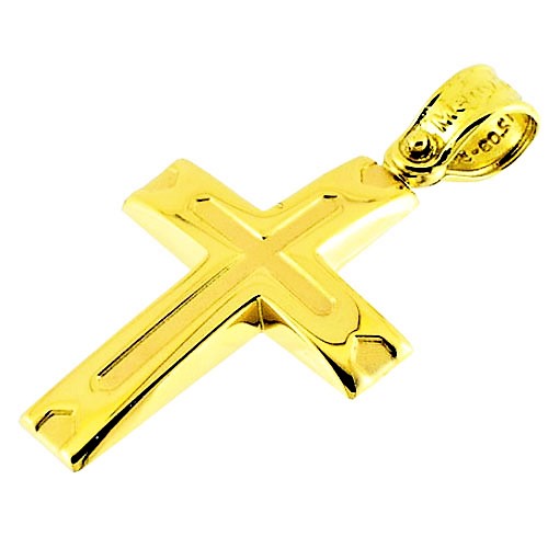 Χρυσός βαπτιστικός σταυρός Κ14 με αλυσίδα