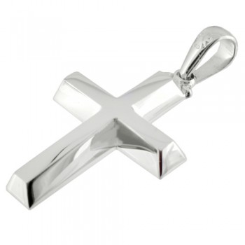 Λευκόχρυσος μασίφ βαπτιστικός σταυρός Κ14 με αλυσίδα