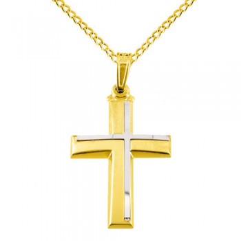 Χρυσός βαπτιστικός σταυρός Κ14 με αλυσίδα
