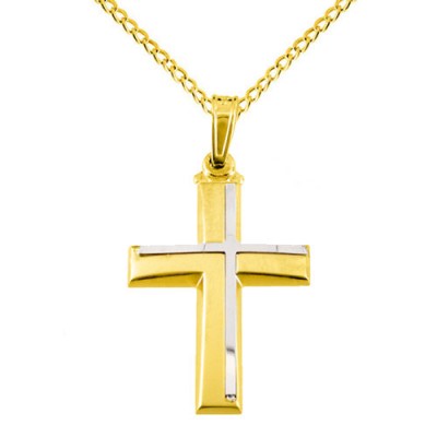 Χρυσός βαπτιστικός σταυρός Κ14 με αλυσίδα