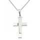 Λευκόχρυσος μασίφ βαπτιστικός σταυρός Κ14 με αλυσίδα