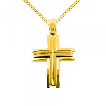 Χρυσός βαπτιστικός σταυρός Κ14 με αλυσίδα