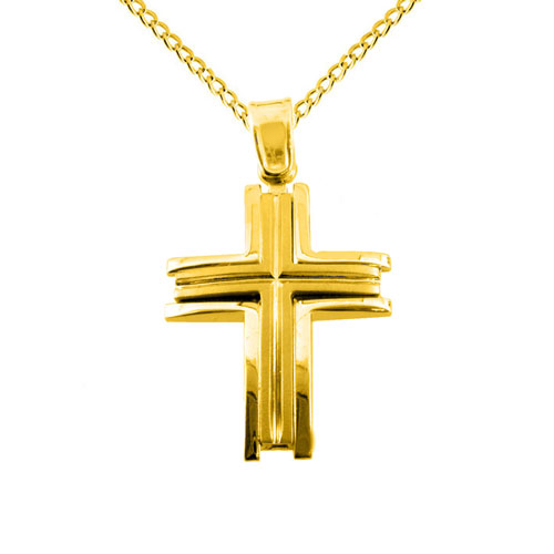 Χρυσός βαπτιστικός σταυρός Κ14 με αλυσίδα