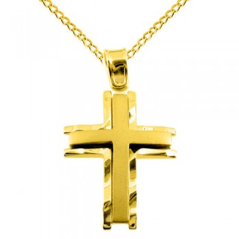 Χρυσός βαπτιστικός σταυρός Κ14 με αλυσίδα