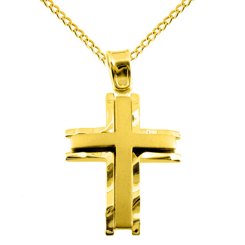 Χρυσός βαπτιστικός σταυρός Κ14 με αλυσίδα