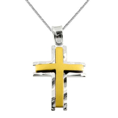 Χρυσός βαπτιστικός σταυρός Κ14 με αλυσίδα