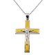 Δίχρωμος μασίφ σταυρός βάπτισης αρραβώνα Κ14 με αλυσίδα